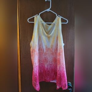 Sleeveless Ombre Tank Top - Yellow to Pink